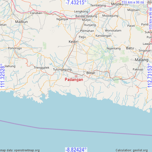 Padangan on map