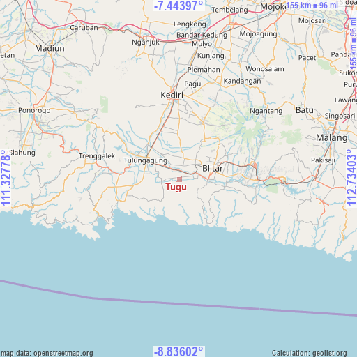 Tugu on map