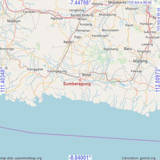 Sumberagung on map