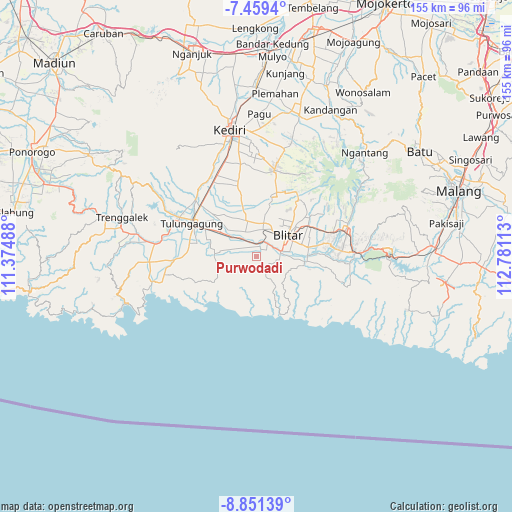 Purwodadi on map