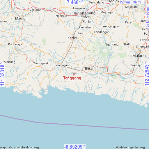 Tenggong on map