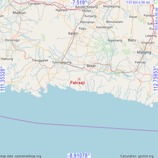 Pakisaji on map