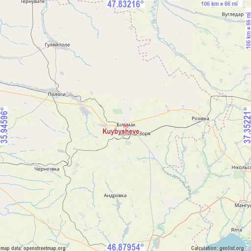 Kuybysheve on map