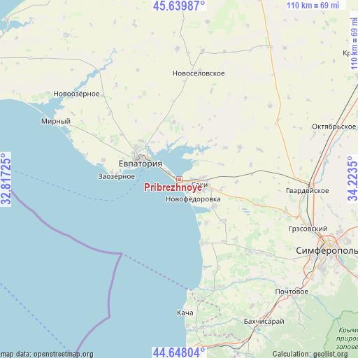 Pribrezhnoye on map