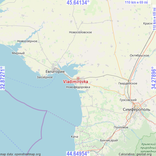 Vladimirovka on map