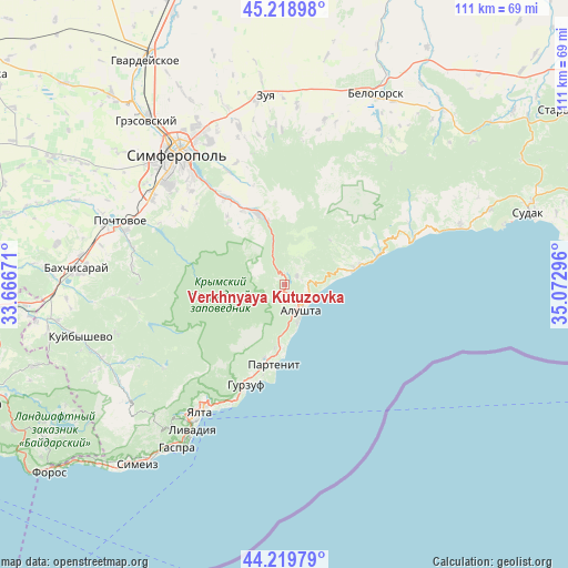 Verkhnyaya Kutuzovka on map