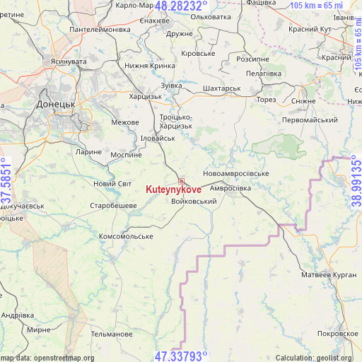 Kuteynykove on map