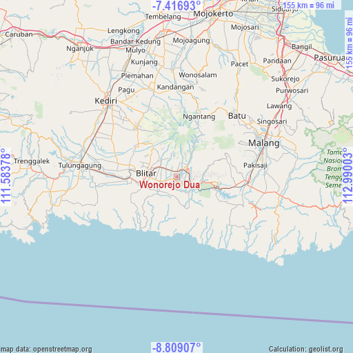 Wonorejo Dua on map