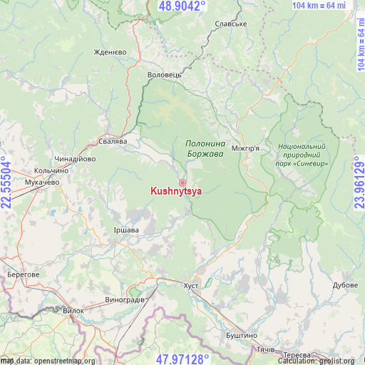 Kushnytsya on map