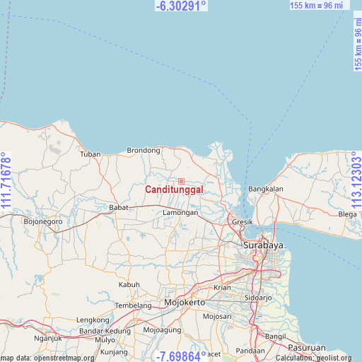 Canditunggal on map