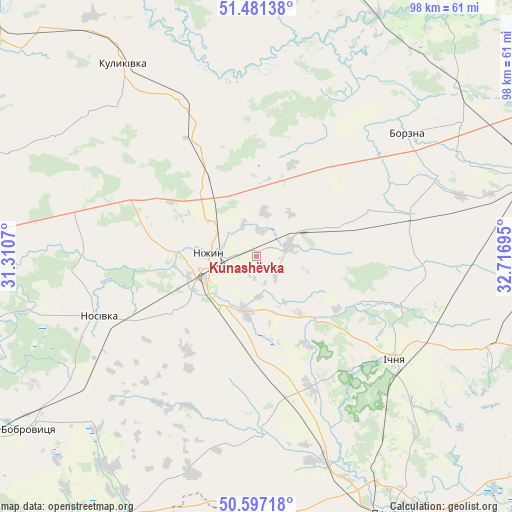 Kunashëvka on map