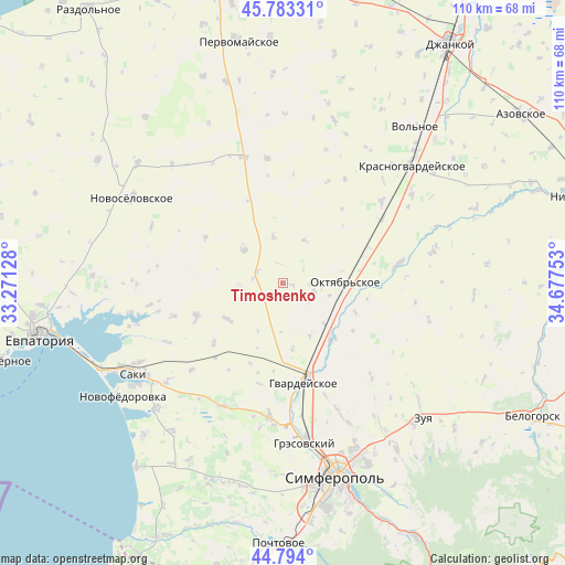Timoshenko on map