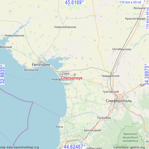 Chervonoye on map