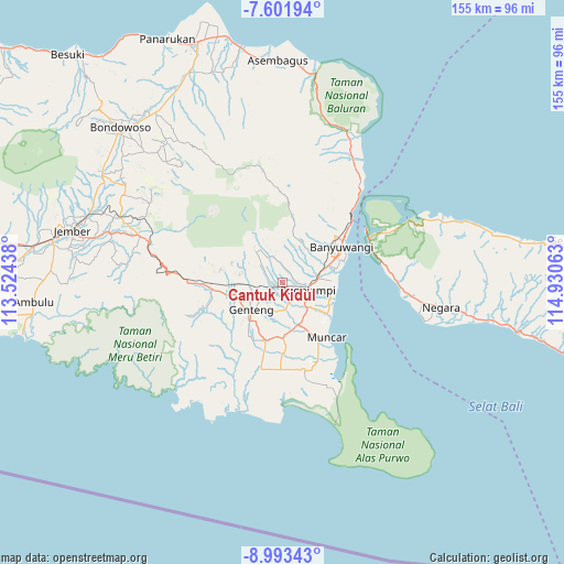 Cantuk Kidul on map