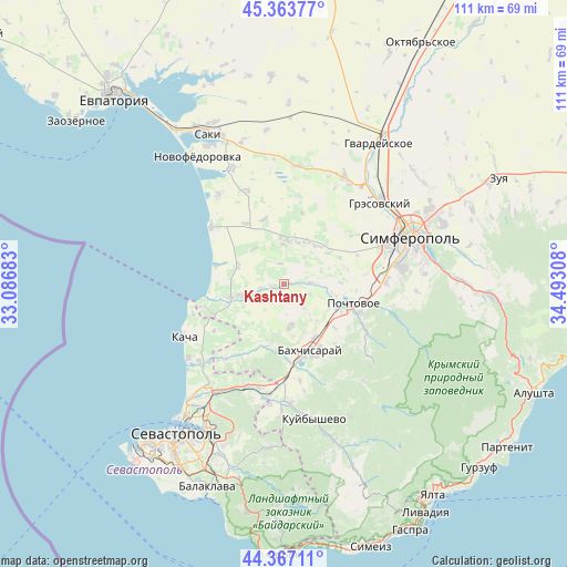 Kashtany on map