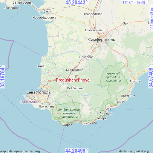 Predushchel’noye on map