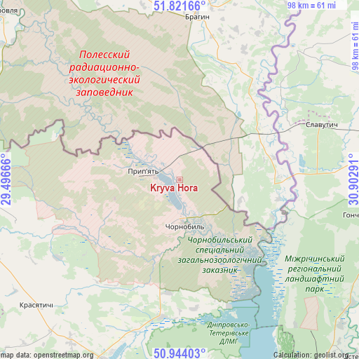 Kryva Hora on map