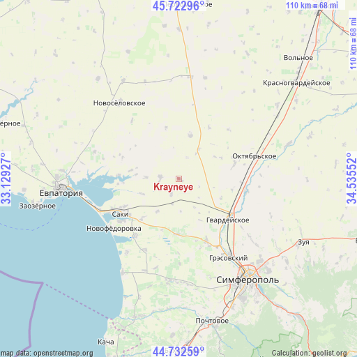 Krayneye on map