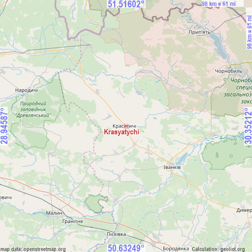 Krasyatychi on map