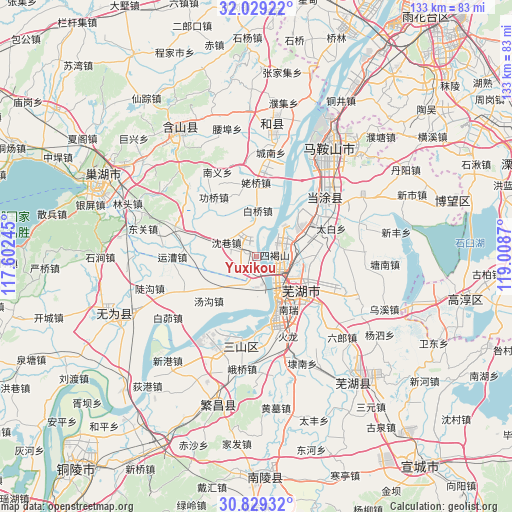 Yuxikou on map