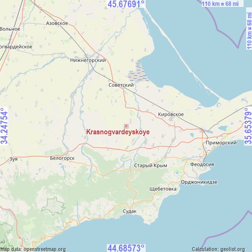 Krasnogvardeyskoye on map