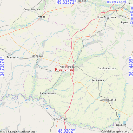 Krasnohrad on map