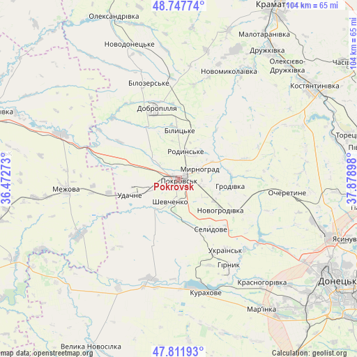 Pokrovsk on map