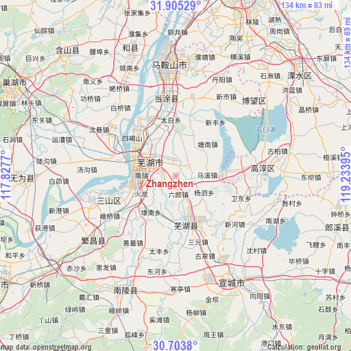 Zhangzhen on map