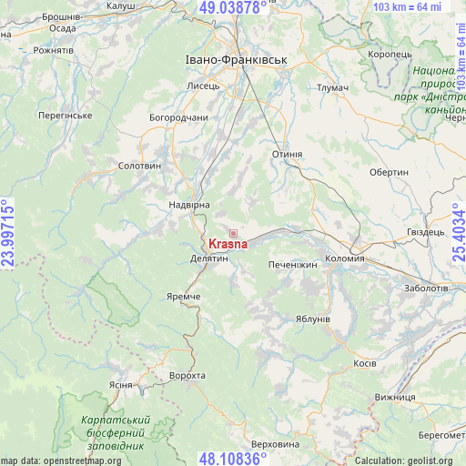 Krasna on map