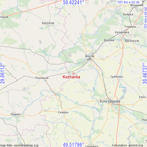 Kozhanka on map