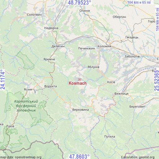 Kosmach on map