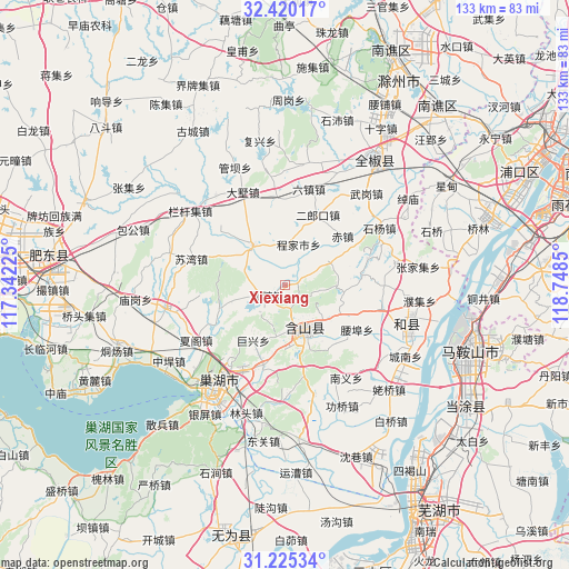 Xiexiang on map