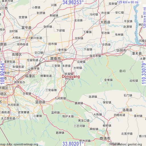 Dongyang on map