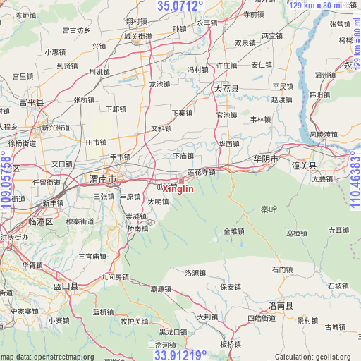 Xinglin on map