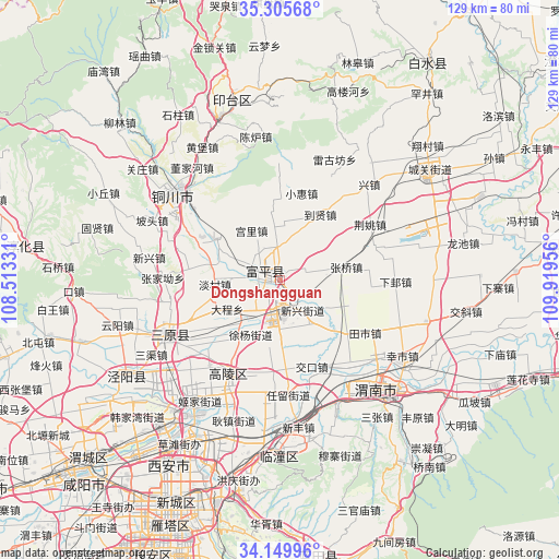 Dongshangguan on map