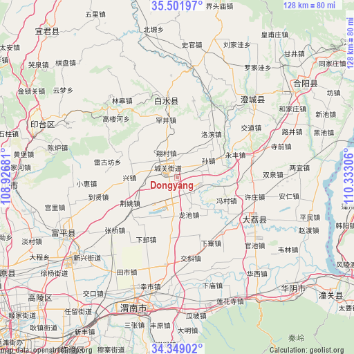 Dongyang on map