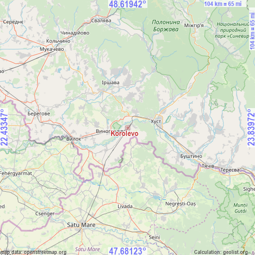 Korolevo on map
