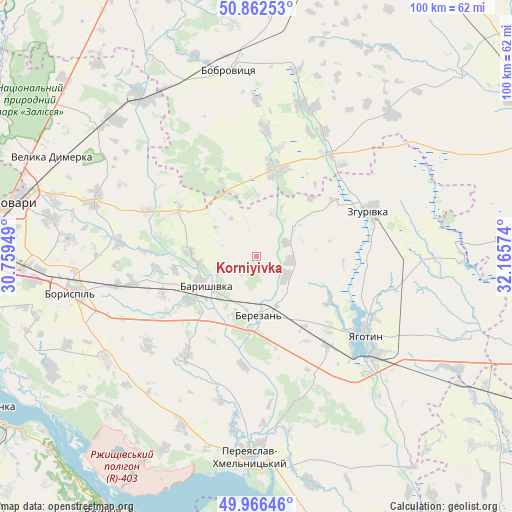 Korniyivka on map