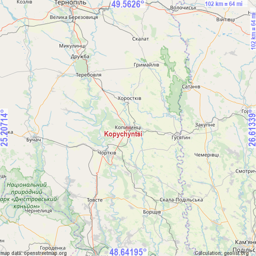 Kopychyntsi on map