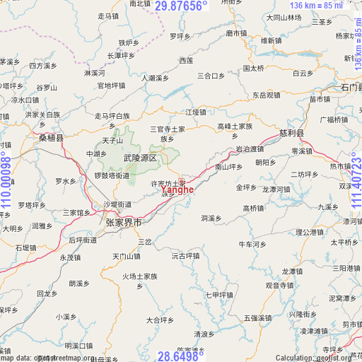 Yanghe on map