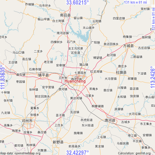 Huancheng on map