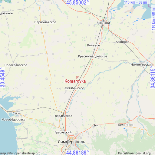 Komarovka on map