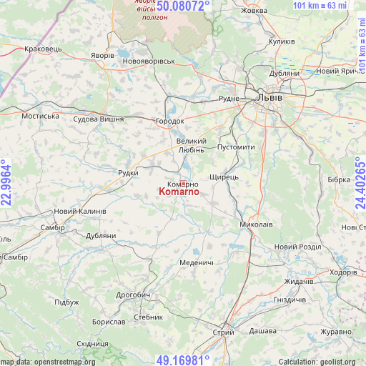 Komarno on map