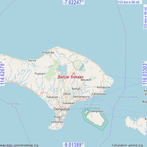 Banjar Sekaan on map