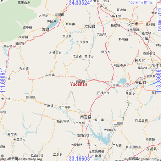 Yaoshan on map