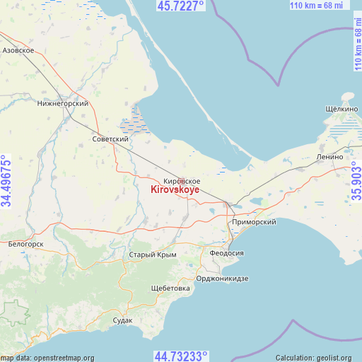 Kirovskoye on map