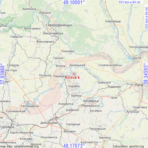 Kirovs’k on map