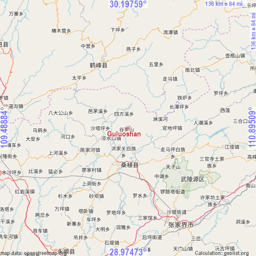 Guluoshan on map