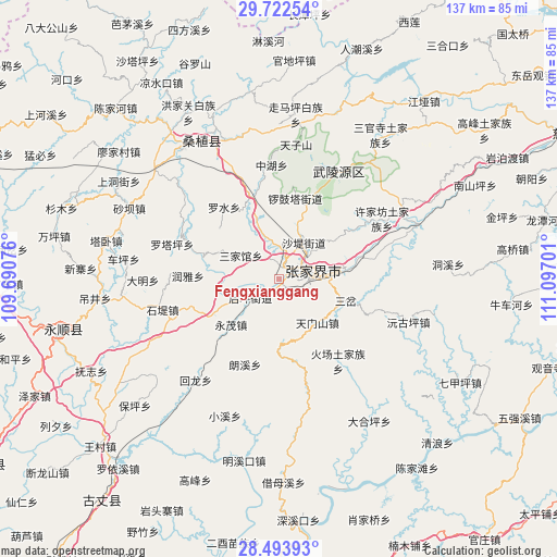 Fengxianggang on map