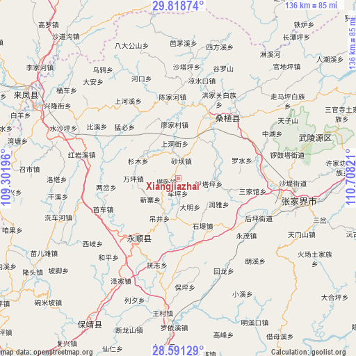 Xiangjiazhai on map